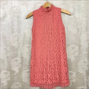 Xhilaration Pink Lace High Neck Shift Swing Dress